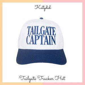 White and Blue Tailgate Captain Trucker Hat